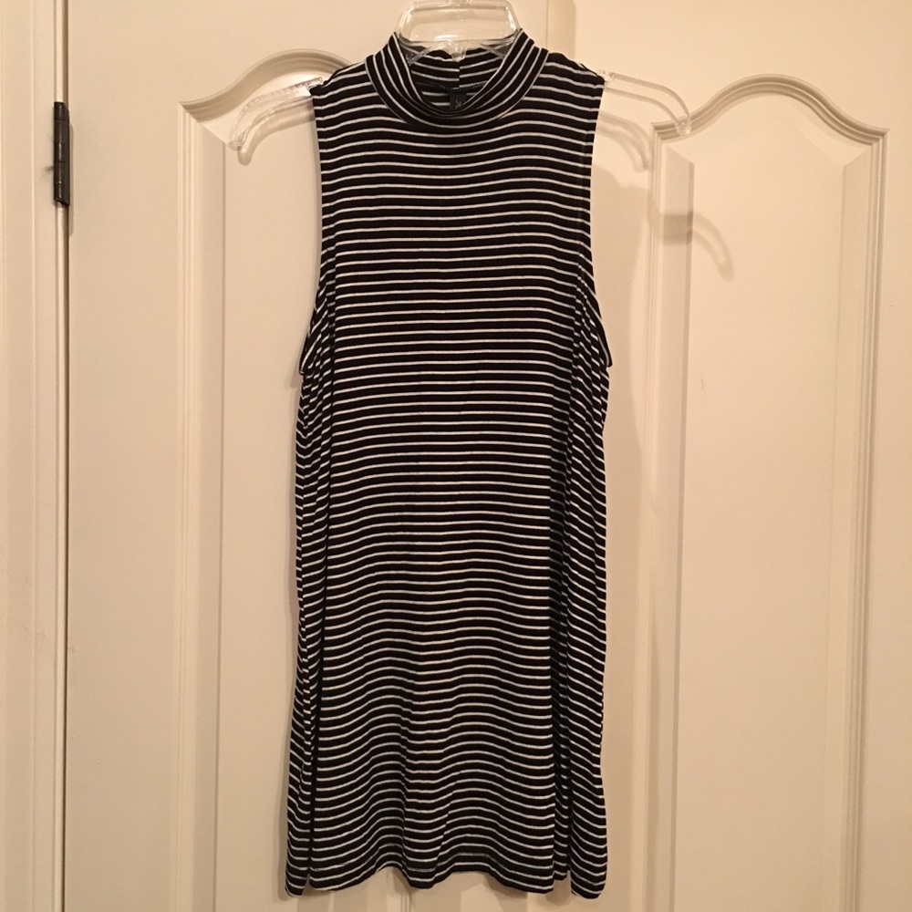FINAL TOUCH Sleeveless Blk Striped Dress Sz L NWT